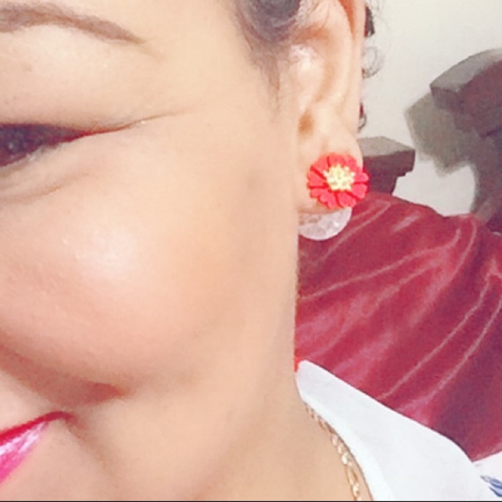 🌸Red Floral Double Ball Earrings🌸